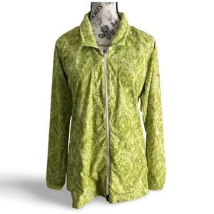 Columbia Damask Lime Green Chartreuse Lightweight Zip Jacket size medium